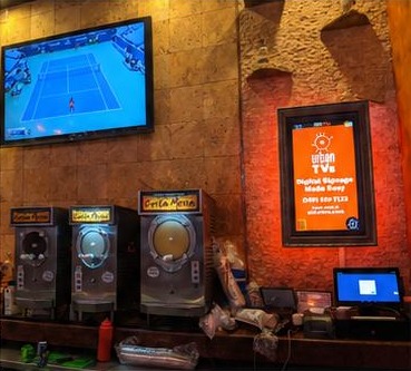 URTVS screen in a restaurant